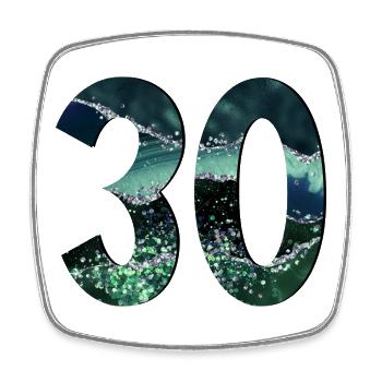 Number 30 - 30th Birthday - Thirty-Year-Old - Square fridge magnet - white - Front