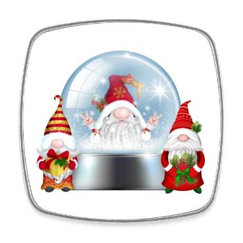 Boule à neige Santa Gnomes Cheer - Magnet carré - blanc - Devant
