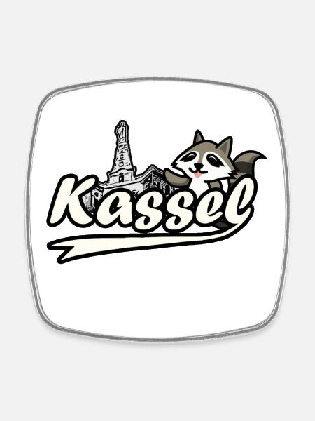 Kassel Waschbär Herkules - Viereckiger Kühlschrankmagnet - Weiß