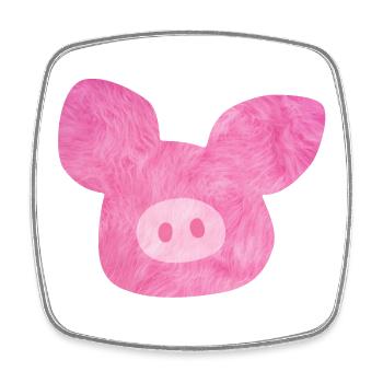 Tête de cochon fourrure bonne chance rose ferme bio Nature - Magnet carré - blanc - Devant