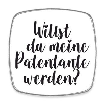 Patentante Frage Geschenk Patin - Viereckiger Kühlschrankmagnet - Weiß - Vorne