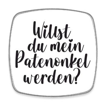 Patenonkel Frage Geschenk Pate Onkel - Viereckiger Kühlschrankmagnet - Weiß - Vorne