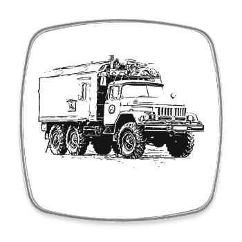 ZIL 131 KO - Viereckiger Kühlschrankmagnet - Weiß - Vorne