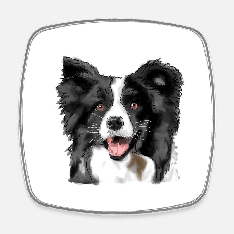 Border Collie - Square fridge magnet - white