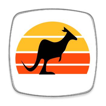 Kangaroo in front of a half-sun - Square fridge magnet - white - Front