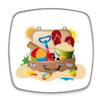 full of suitcases packed for the beach holiday - Square fridge magnet - white - Front