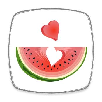 Piece of a watermelon with heart - Square fridge magnet - white - Front