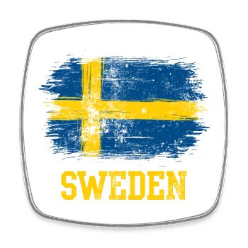 Schweden-Pinselflaggen-Grafik - Viereckiger Kühlschrankmagnet - Weiß - Vorne
