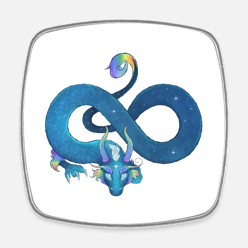 Blue Ink Spirits - Infinite Rainbow Blue Dragon - Square fridge magnet - white