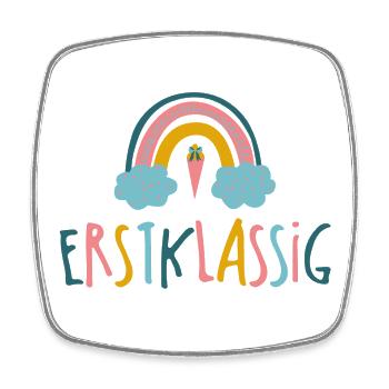 Erstlassig - Schulkind - Regenbogen - Viereckiger Kühlschrankmagnet - Weiß - Vorne