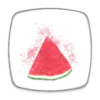 Watermelon, Watermelon, Melon, Watercolor - Square fridge magnet - white - Front