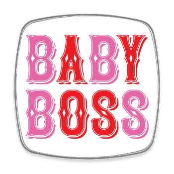 Lettrage pour bébé au design ludique - Magnet carré - blanc - Devant