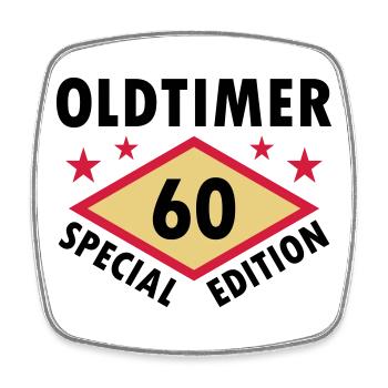 Oldtimer, 60, édition spéciale (diamant, étoiles) - Magnet carré - blanc - Devant