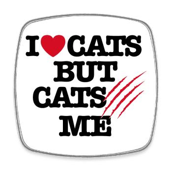 Funny veterinarian cats scratching cat, I love cats - Square fridge magnet - white - Front
