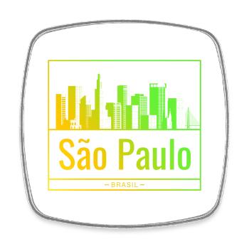 São Paulo Skyline im Neongradient - Viereckiger Kühlschrankmagnet - Weiß - Vorne