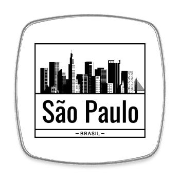Sao Paulo Brasil Skyline Design - Viereckiger Kühlschrankmagnet - Weiß - Vorne