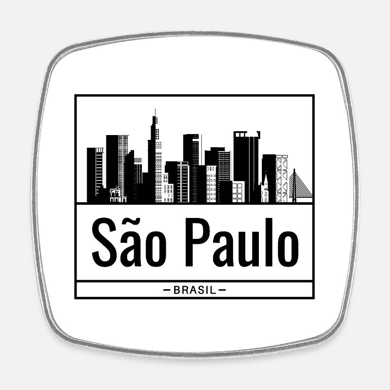 São Paulo Brésil Skyline Design - Magnet carré - blanc