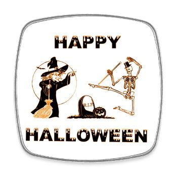 Spooky Halloween wizards and skeleton design - Square fridge magnet - white - Front
