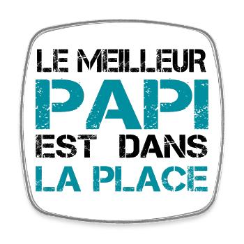 Papi La Place Typo Tee - Magnet carré - blanc - Devant