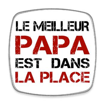 Papa La Place Distressed Rouge - Magnet carré - blanc - Devant