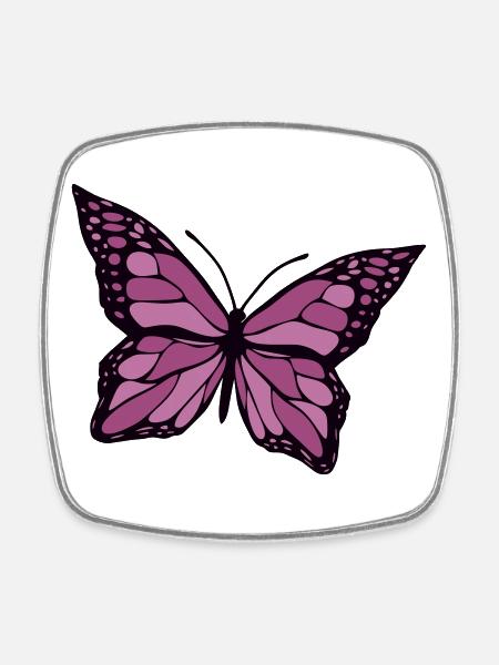 Papillon - Magnet carré - blanc