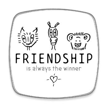 "Friendship is always the winner" schöner Spruch - Viereckiger Kühlschrankmagnet - Weiß - Vorne
