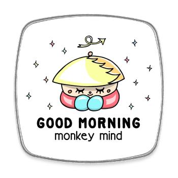 "Monkey mind" Achtsamkeit, cooler, lustiger Spruch - Viereckiger Kühlschrankmagnet - Weiß - Vorne