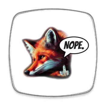 Fuchs Nope - Viereckiger Kühlschrankmagnet - Weiß - Vorne