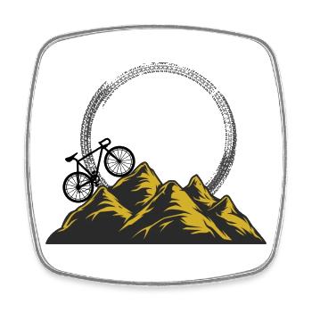 Goldene Bergkette Nachtansicht Fahrrad - Viereckiger Kühlschrankmagnet - Weiß - Vorne
