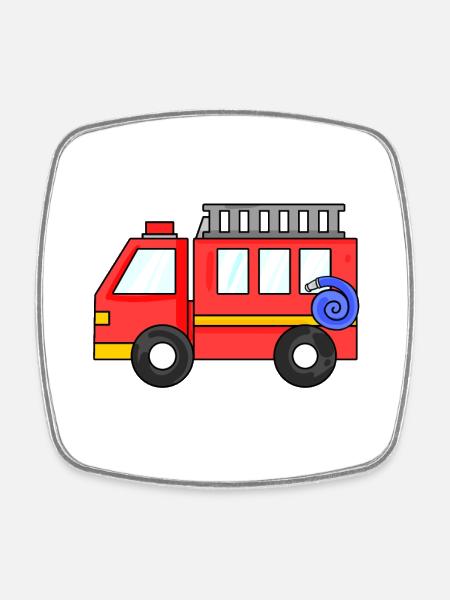 Feuerwehr Auto - Viereckiger Kühlschrankmagnet - Weiß