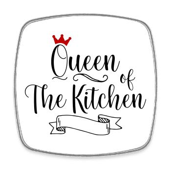 Queen of the Kitchen - Viereckiger Kühlschrankmagnet - Weiß - Vorne