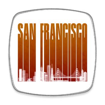 San Francisco Orange Skyline - Viereckiger Kühlschrankmagnet - Weiß - Vorne