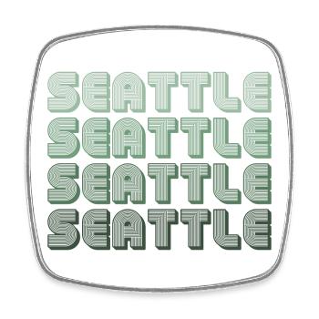 Seattle Retro Blockletters - Viereckiger Kühlschrankmagnet - Weiß - Vorne