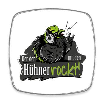 Der der mit den Hühnern Rockt. - Viereckiger Kühlschrankmagnet - Weiß - Vorne