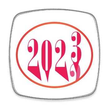 2022 2023 - Square fridge magnet - white - Front