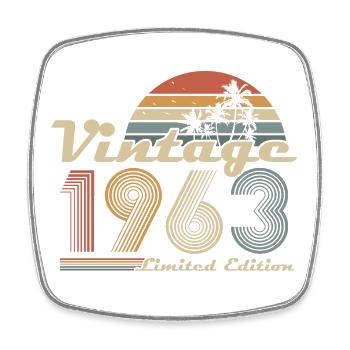 1963 vintage vintage birthday gift retro - Square fridge magnet - white - Front