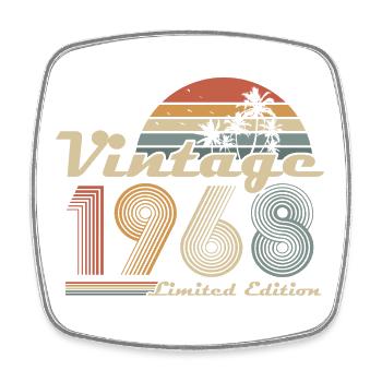 1968 vintage vintage birthday gift retro - Square fridge magnet - white - Front