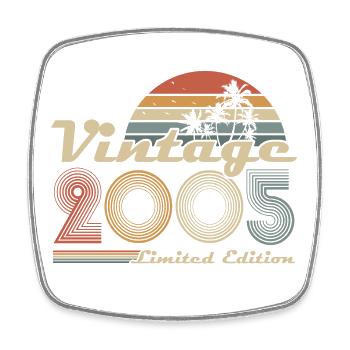 2005 vintage vintage birthday gift retro - Square fridge magnet - white - Front