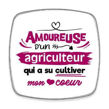 Amoureuse d'un agriculteur, humour cadeau - Magnet carré - blanc - Devant