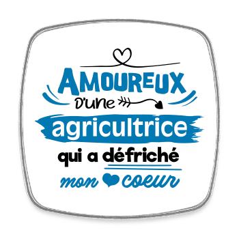 Amoureux d'une agricultrice - Magnet carré - blanc - Devant