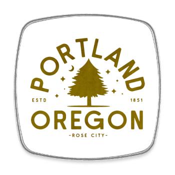 Portland Oregon Vintage Baum Logo - Viereckiger Kühlschrankmagnet - Weiß - Vorne