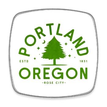 Portland Grüner Baum Logo - Viereckiger Kühlschrankmagnet - Weiß - Vorne