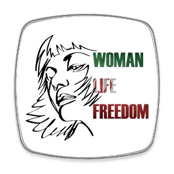 Woman Life Freedom Women's Rights Hoodie - Square fridge magnet - white - Front