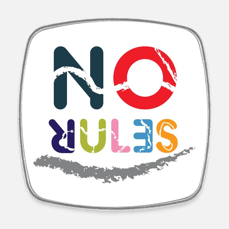 Colored No Rules sign - Square fridge magnet - white