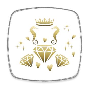 Diamanten Seepferd - Viereckiger Kühlschrankmagnet - Weiß - Vorne