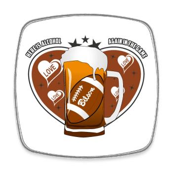 Football et bière - Magnet carré - blanc - Devant