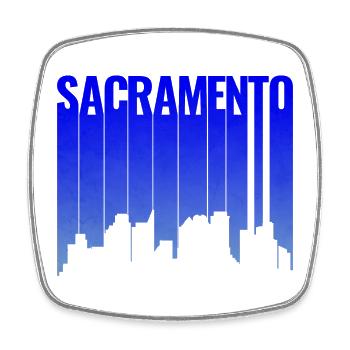 Sacramento Hang-Skyline Silhouette - Viereckiger Kühlschrankmagnet - Weiß - Vorne