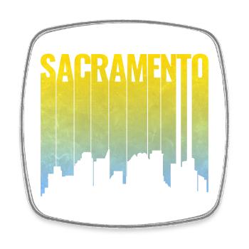 Sacramento Skyline Yellow Blue Gradient - Square fridge magnet - white - Front