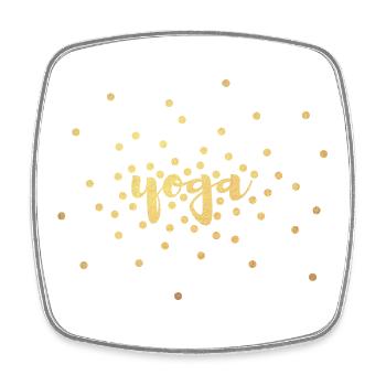 Yoga Gold Punkte Dots Glitter exklusiv Meditation - Viereckiger Kühlschrankmagnet - Weiß - Vorne