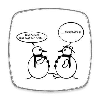 Schneemannwitz 03 - Viereckiger Kühlschrankmagnet - Weiß - Vorne
